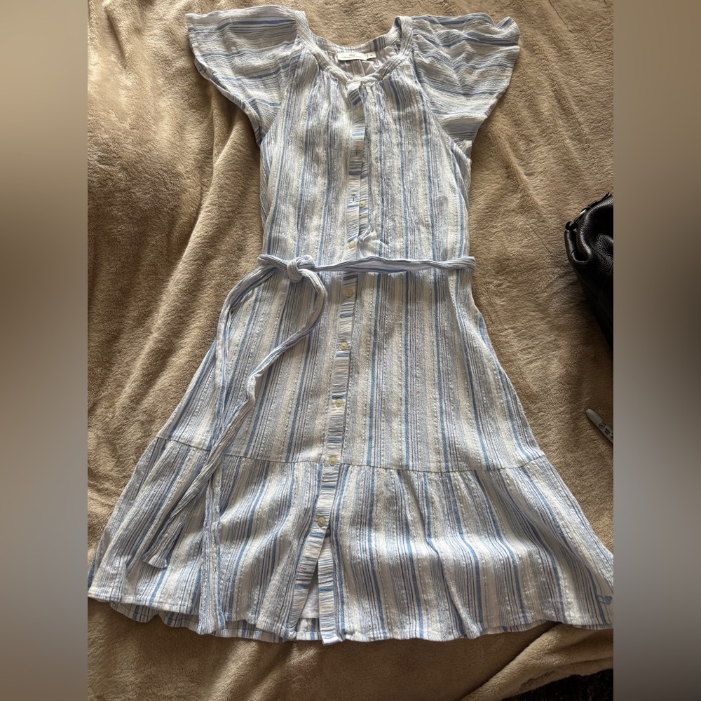 Vineyard Vines Light Blue and White Striped Midi Dress